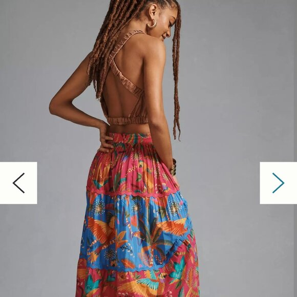 Macaw Party Mix Maxi Skirt by Farm Rio L - Picture 3 of 15